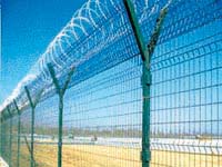 Mesh fencing with V-top and coil